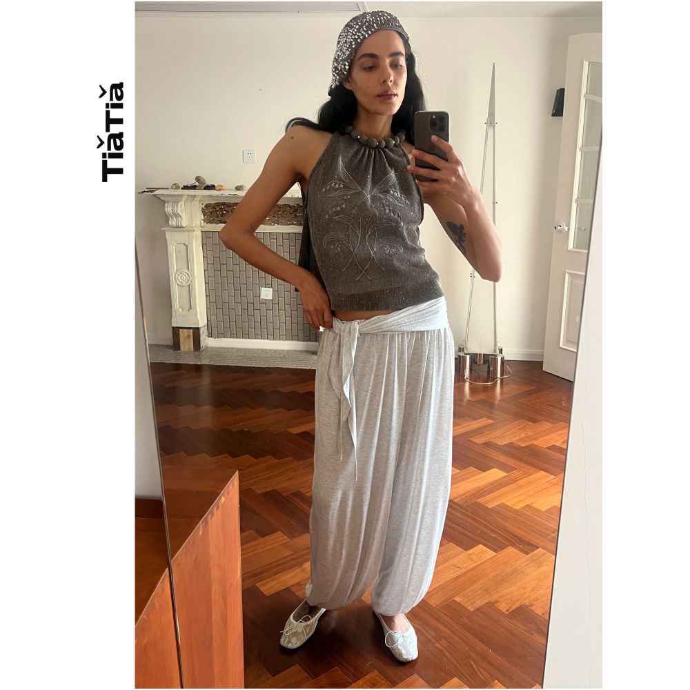 TiaTia s Spring Summer 2026 New Arrival Lily of the Valley Embroidery Cool and Sparkling Coffee Knit Stretch Vest image 0