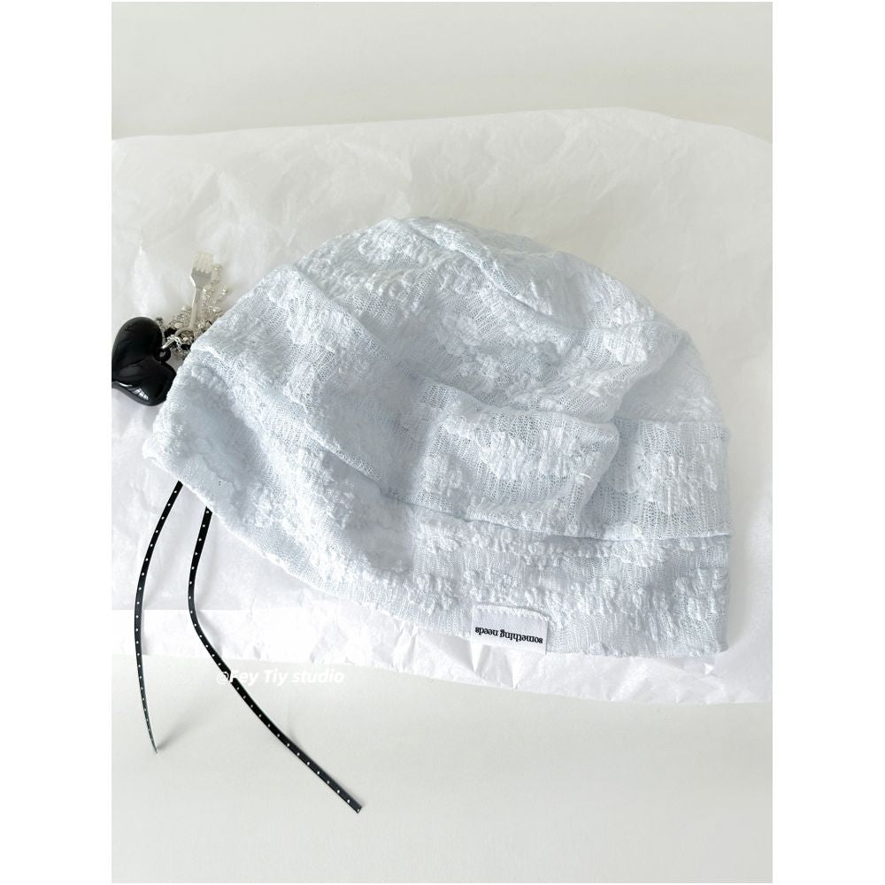 ASAYA7717 – Cloud Lace Layered Beanie ☁️🤍