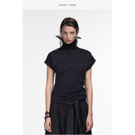 ASAYA7718 – Sculpted Drape Cap-Sleeve Top 🖤✨