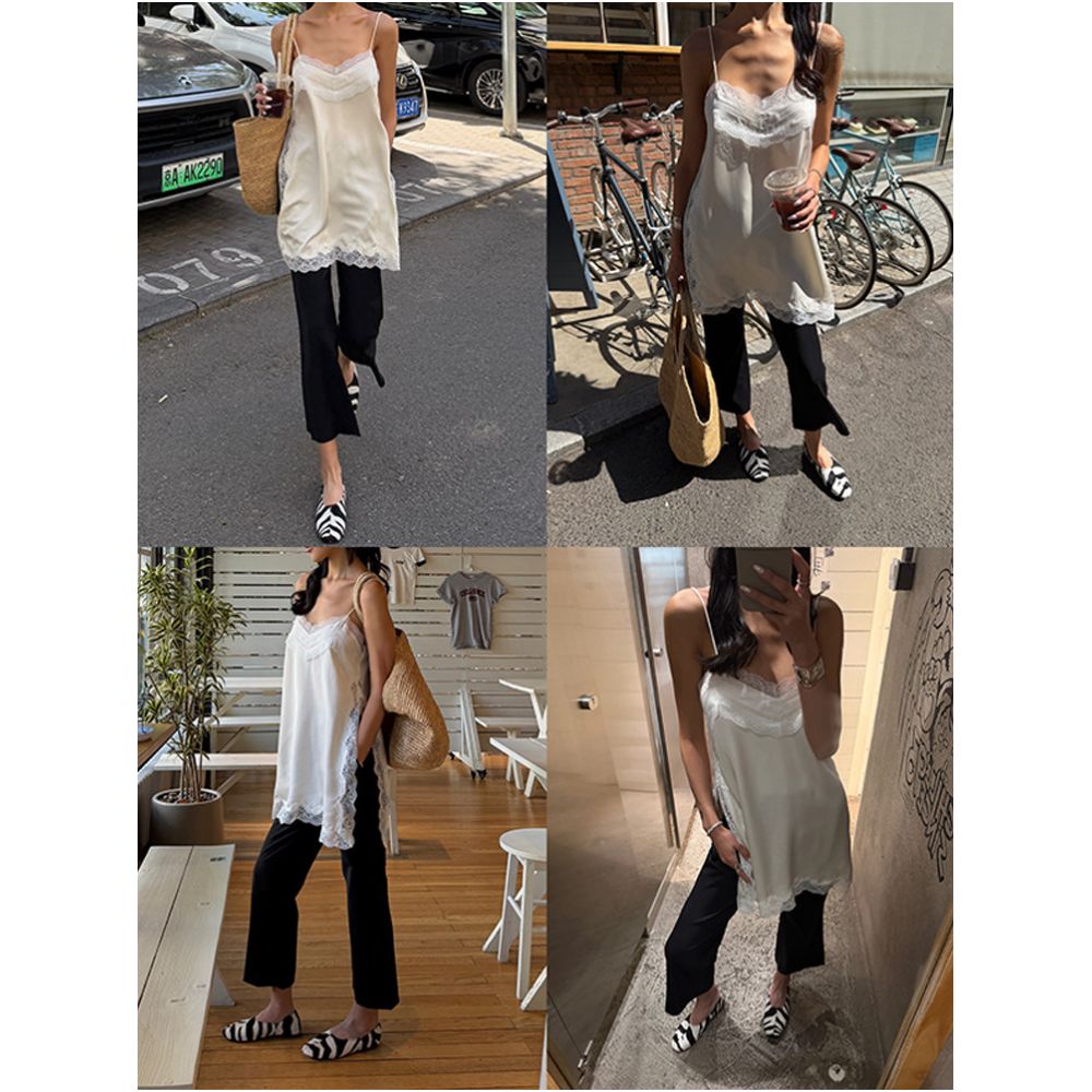 VanessaLab s casual summer satin lace trimmed camisole top is versatile and can be worn as an inner or outer layer image 1