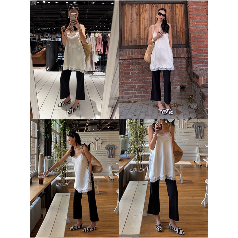 VanessaLab s casual summer satin lace trimmed camisole top is versatile and can be worn as an inner or outer layer image 3