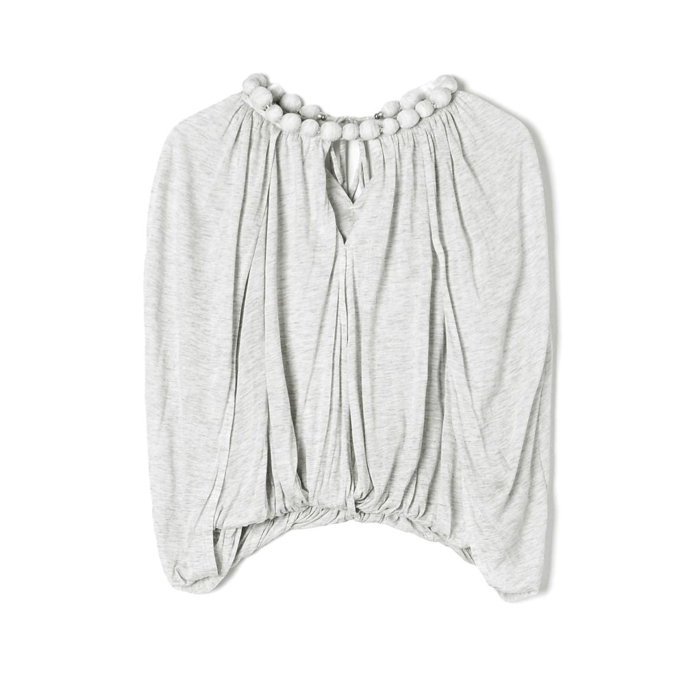 ASAYA7725 – Pearl Drape Silk Top 🤍✨