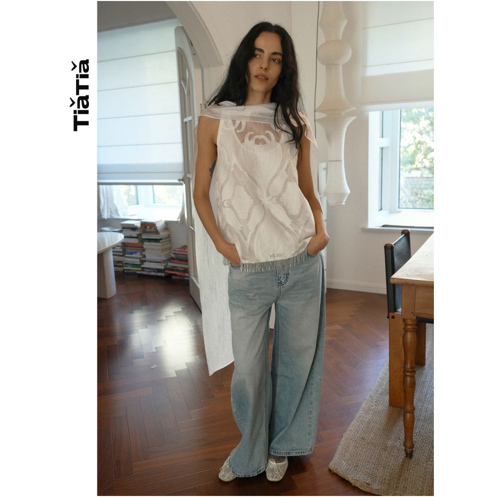 TiaTia s Spring Summer 2026 New Arrival Sheer Floral Vest with Flowing Ribbons image 2