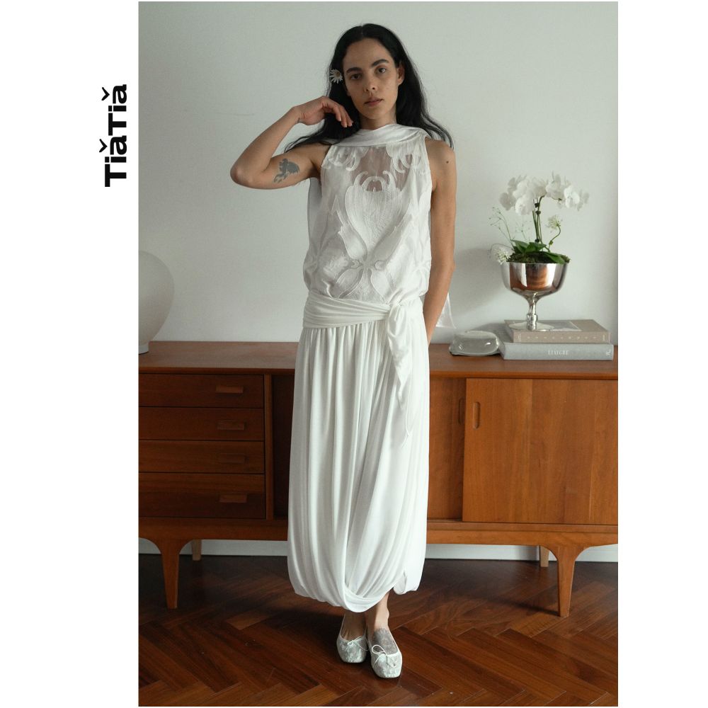 TiaTia s Spring Summer 2026 New Arrival Sheer Floral Vest with Flowing Ribbons image 3