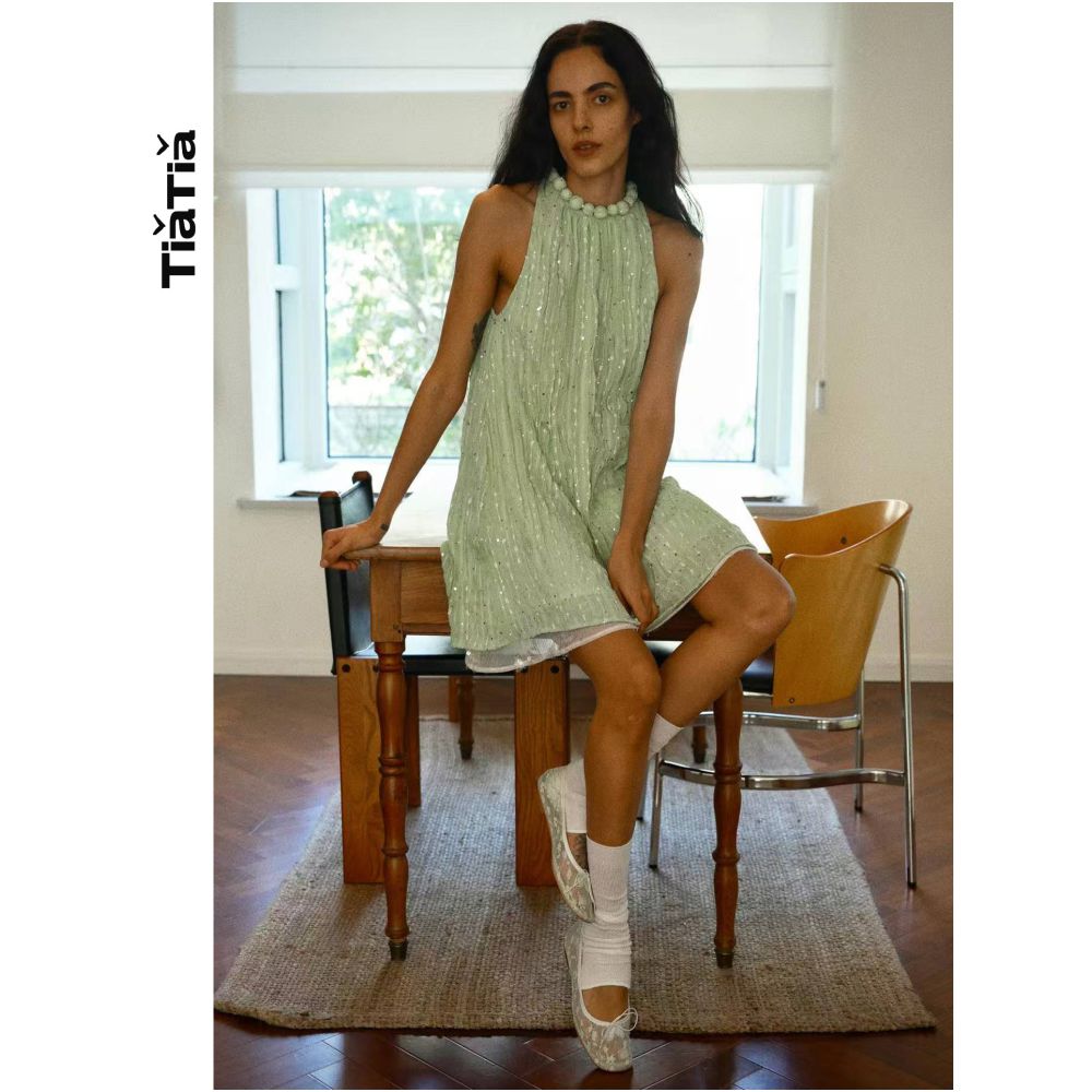 TiaTia 2026 Spring Summer New Arrival Mint Sparkling Dress image 1