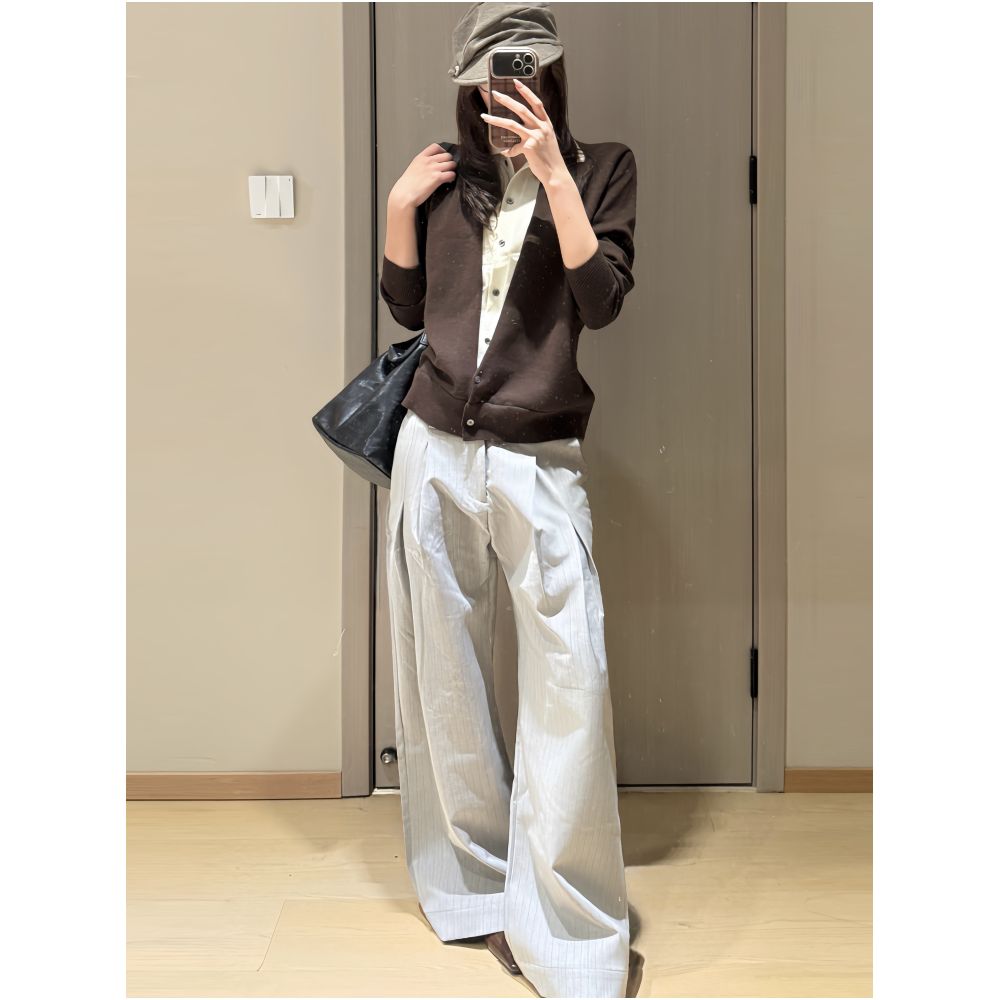 Xanvas two piece multi style turtleneck wool cardigan with color blocking old money style clean fit suitable for commuting image 1