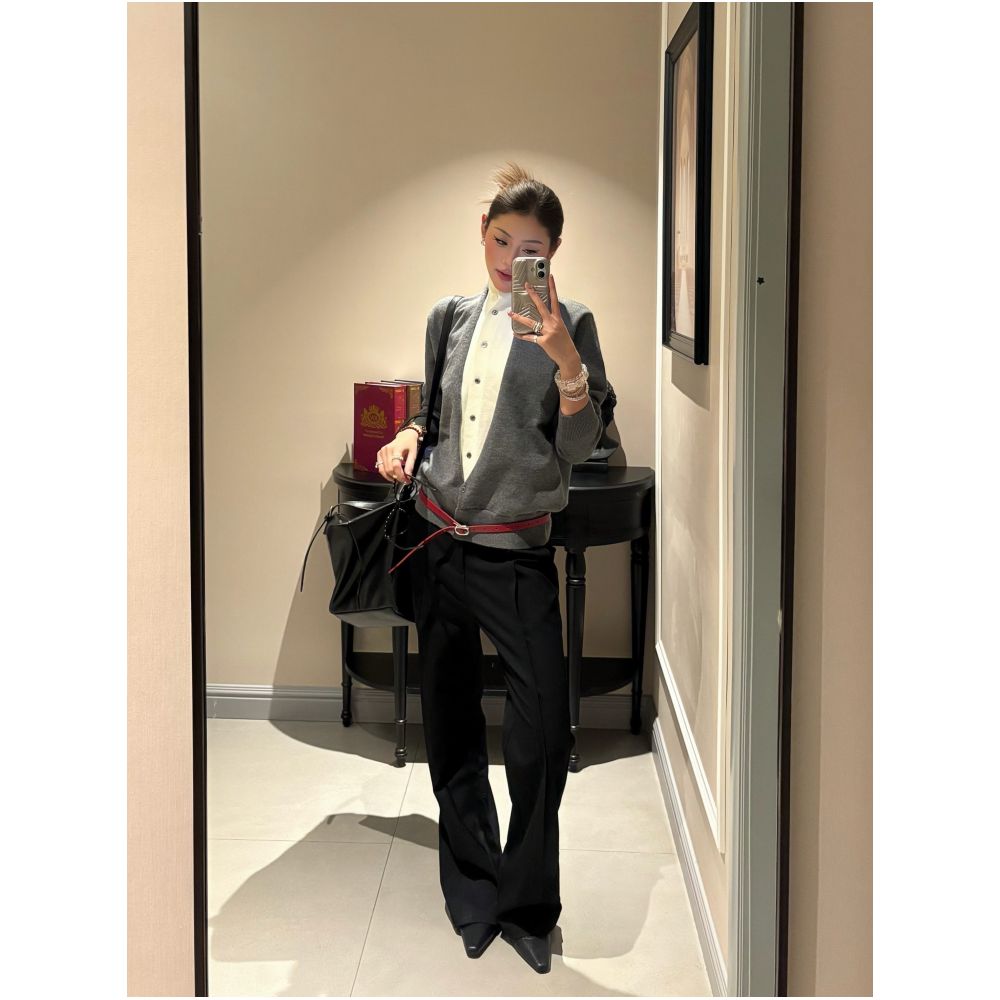 Xanvas two piece multi style turtleneck wool cardigan with color blocking old money style clean fit suitable for commuting image 2