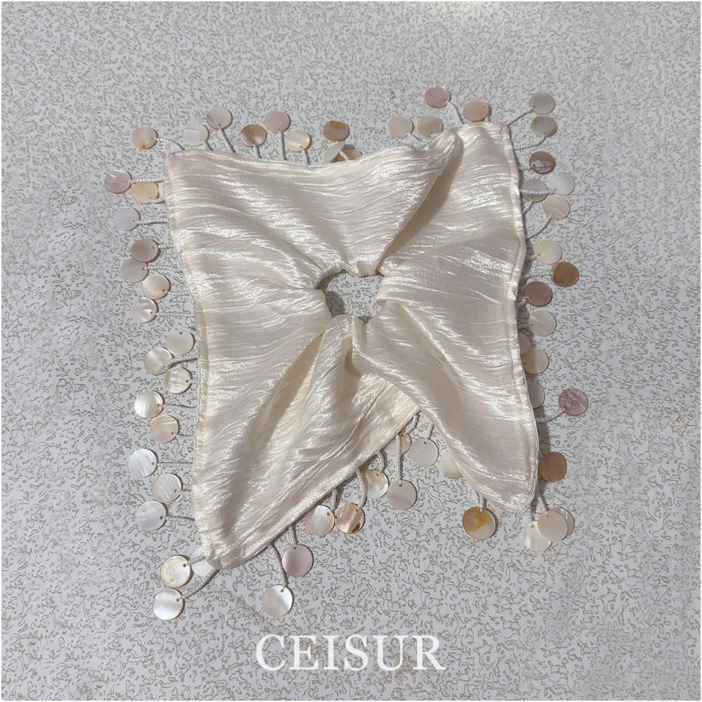 ASAYA7739 – Pearl Shell Statement Scrunchie 🐚✨