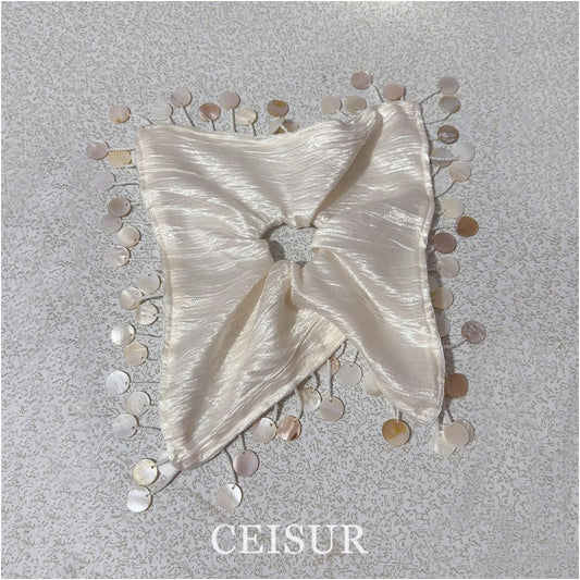 ASAYA7739 – Pearl Shell Statement Scrunchie 🐚✨