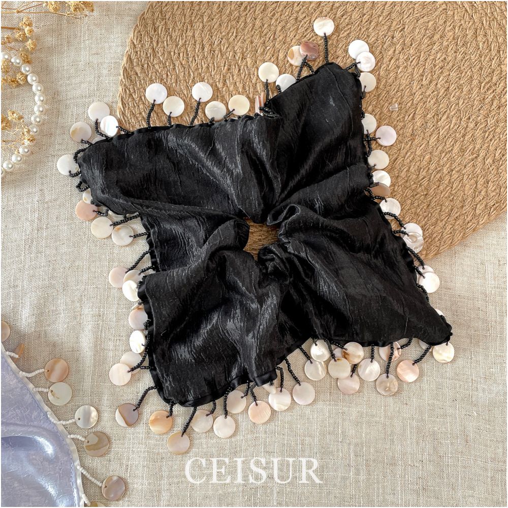 ASAYA7739 – Pearl Shell Statement Scrunchie 🐚✨