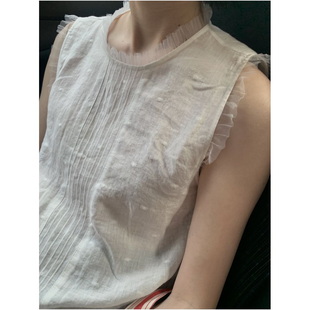 ASAYA7740 – Fairy Ruffle Linen Top 🪽🤍