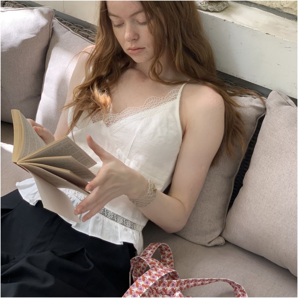 ASAYA7741 – Romantic Lace Linen Camisole 🤍🌿