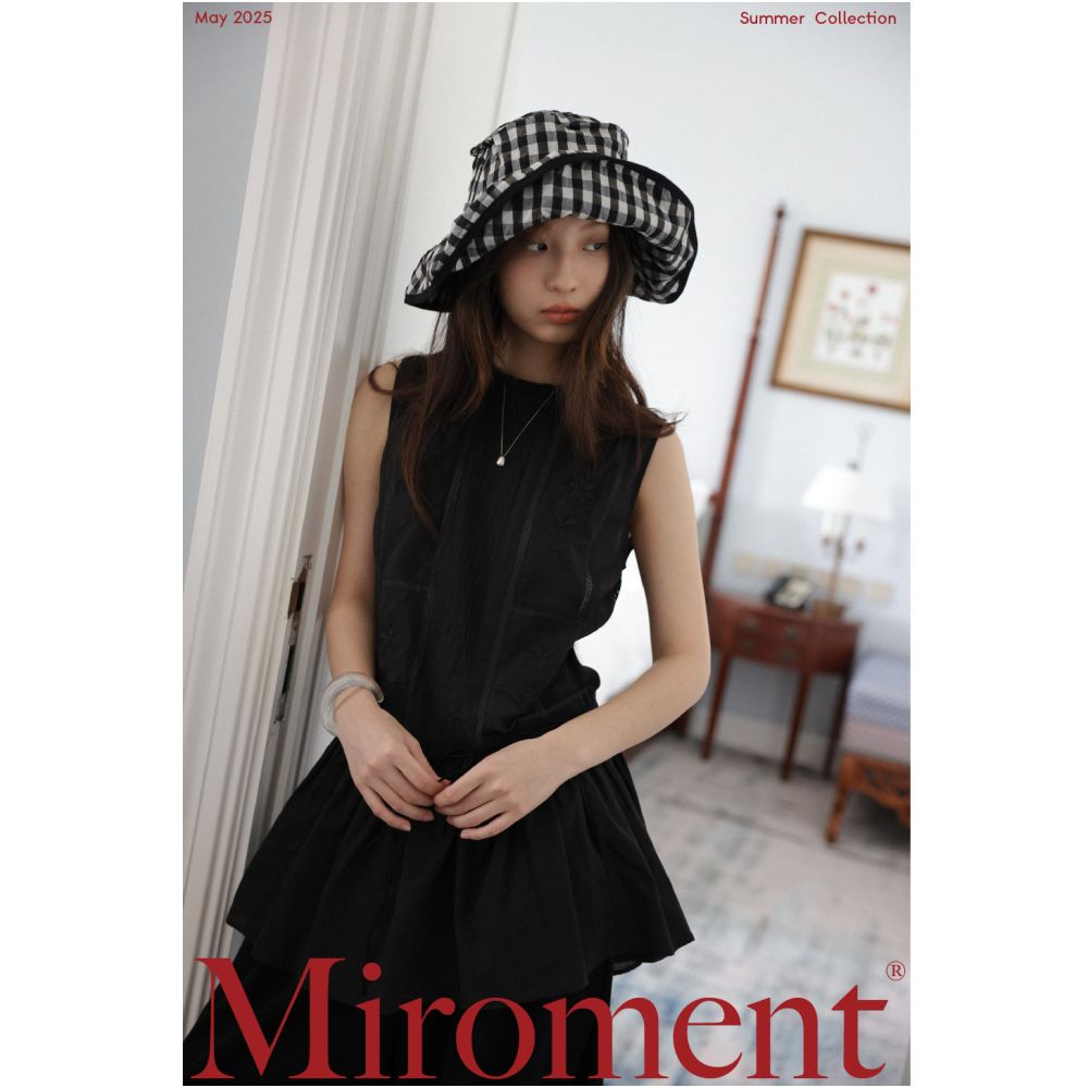 Miroment delicate embroidered lightweight blouse stand collar sleeveless multiple images available in black and white image 1