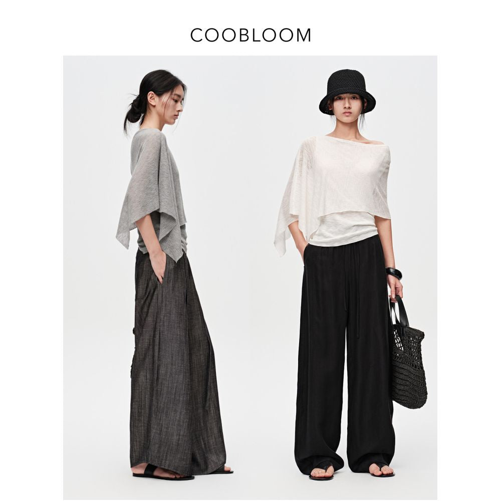 COOBLOOM Intelligent Aesthetics High End Asymmetrical French Knit Sweater Thin and Elegant Summer Top for Women image 1