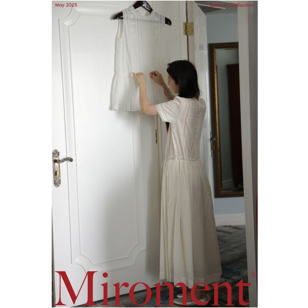 Miroment s exquisitely embroidered stand up collar antique beige low waisted sleeveless short sleeved dress multiple images image 2