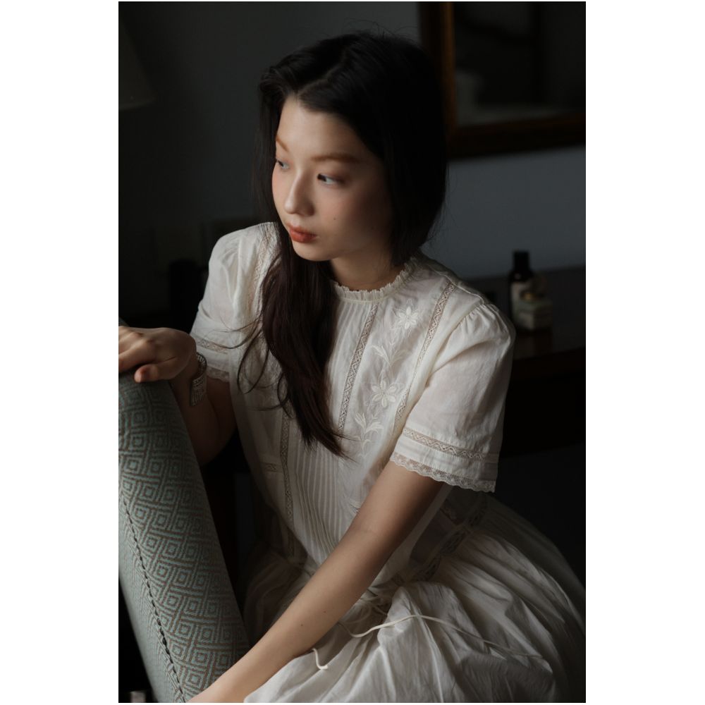 ASAYA7751 – Ivory Romance Embroidered Dress 🤍🌿