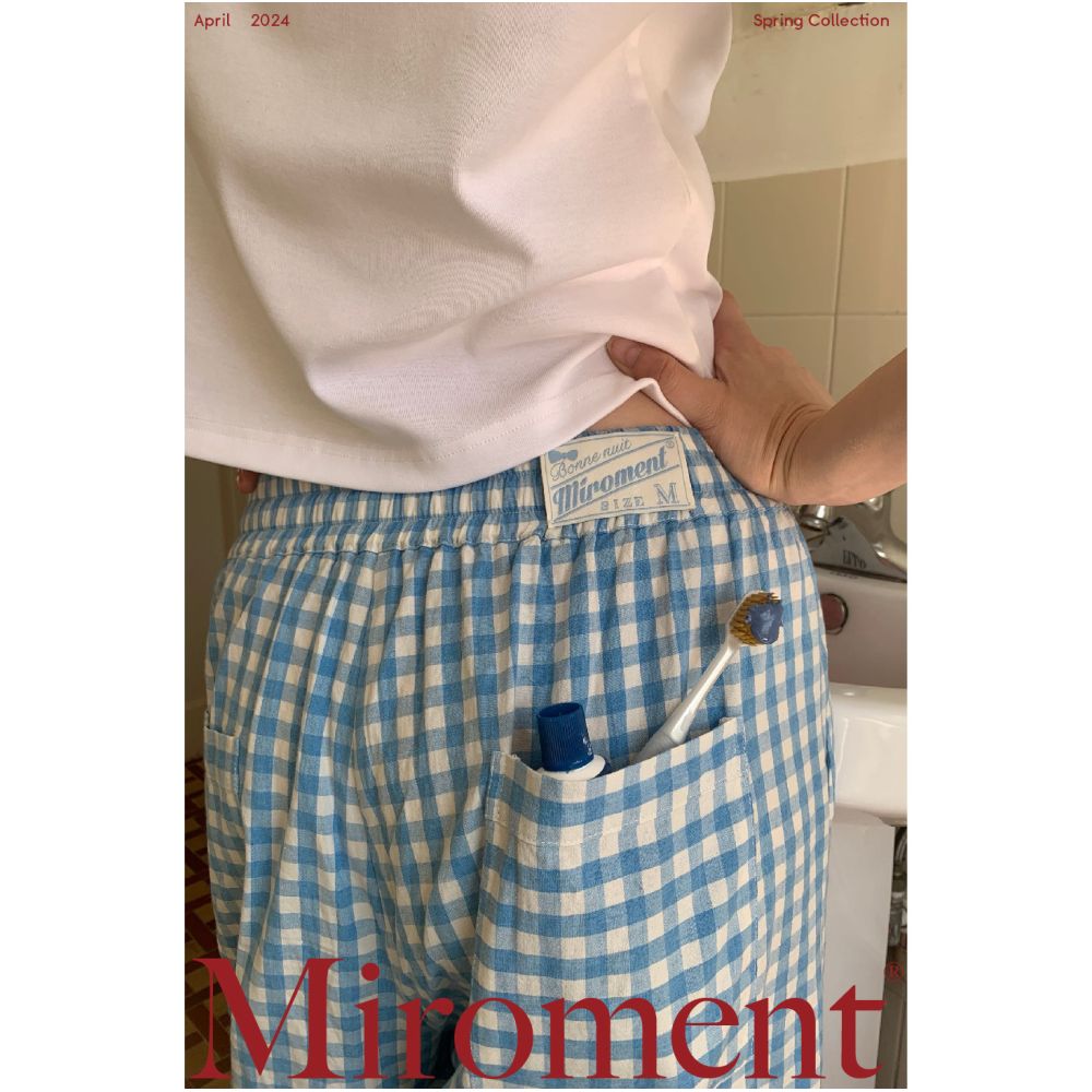 Highly popular Miroment dog walking pants in blue plaid made with durable and washable Korean soft cotton fabric image 0
