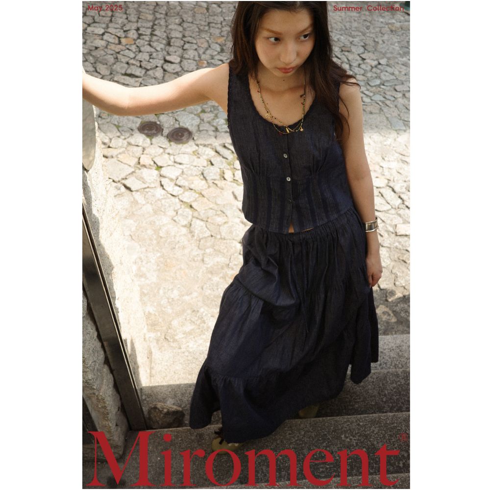 Miroment Sweet and Cool Denim Bust and Cake Skirt Set Yarn dyed Denim Lightweight Tencel Blend Denim image 0
