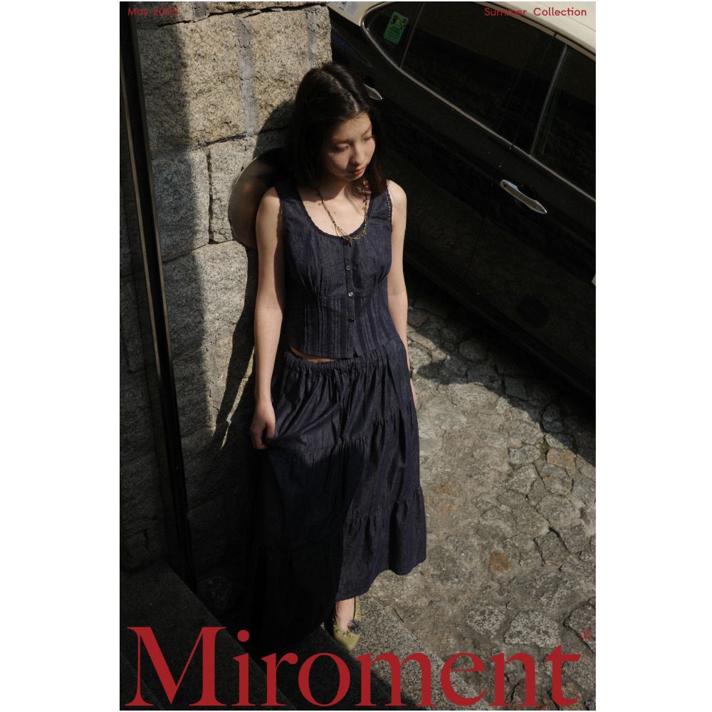 Miroment Sweet and Cool Denim Bust and Cake Skirt Set Yarn dyed Denim Lightweight Tencel Blend Denim image 1