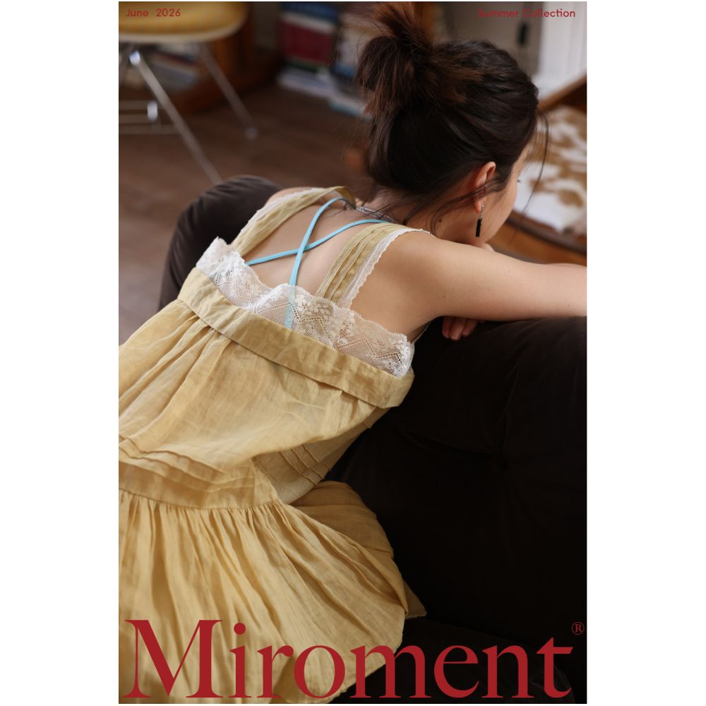 Miroment Summer of Green Papaya Cool Blue Sunset Yellow Lace Strapless Long Ramie Camisole image 2