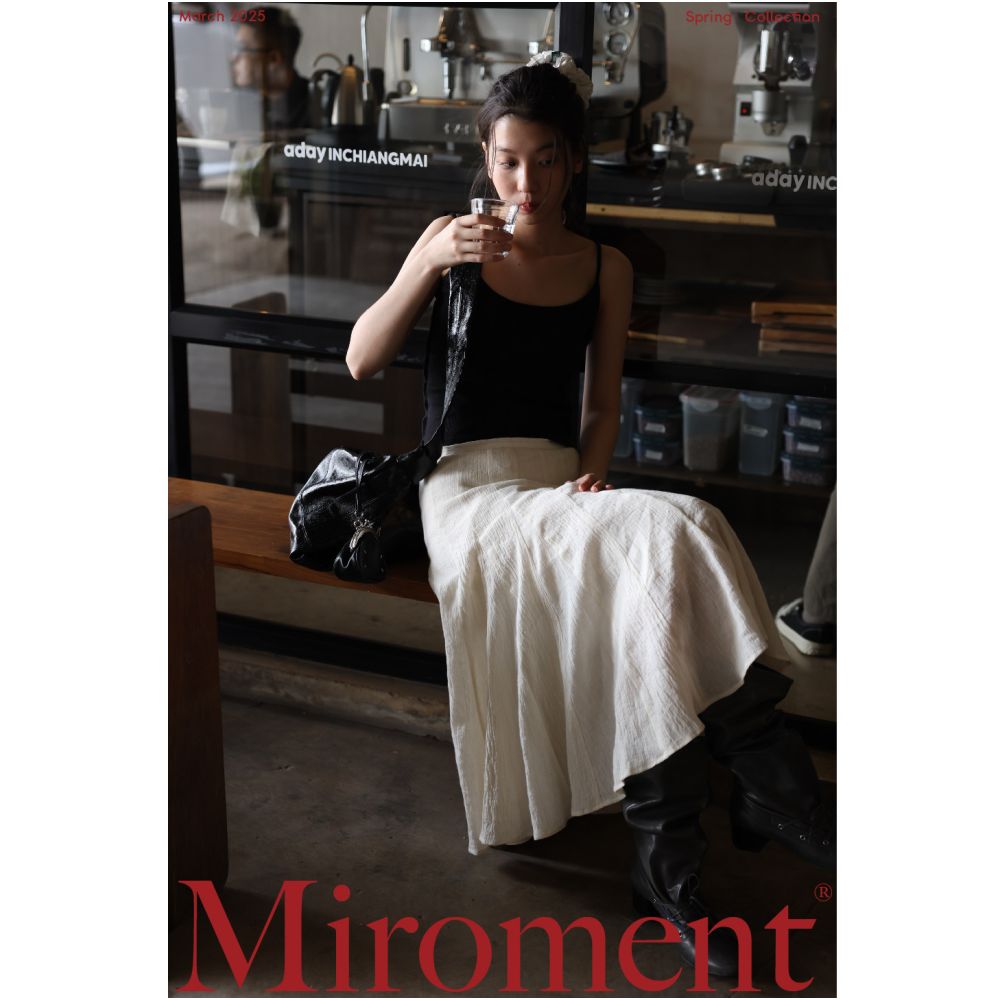 Miroment s skirt with its poetic hem is made of willow leaf crepe cotton linen fabric in a natural undyed original color image 1