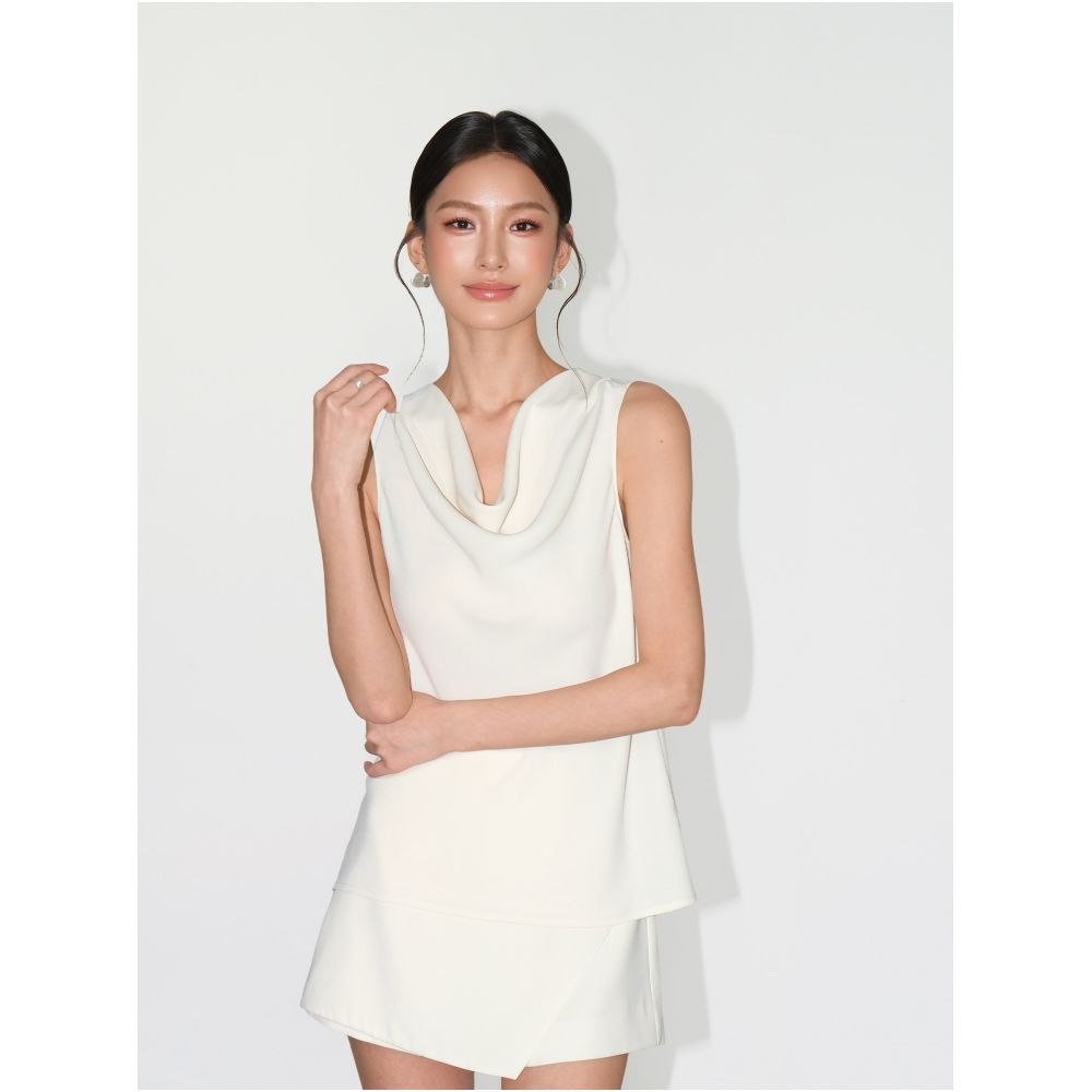 NEVA HU Radiant Dreamscape Elegant Sleeveless Vest Set with High Waist and Slimming A line Skirt and Pants image 2
