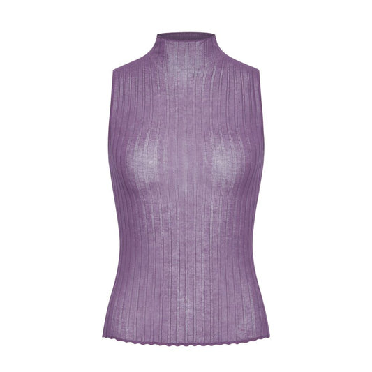 ASAYA7806 – Sheer Ribbed Mock-Neck Top ✨🌹