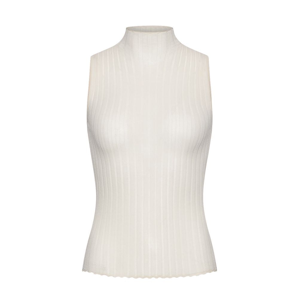 ASAYA7806 – Sheer Ribbed Mock-Neck Top ✨🌹
