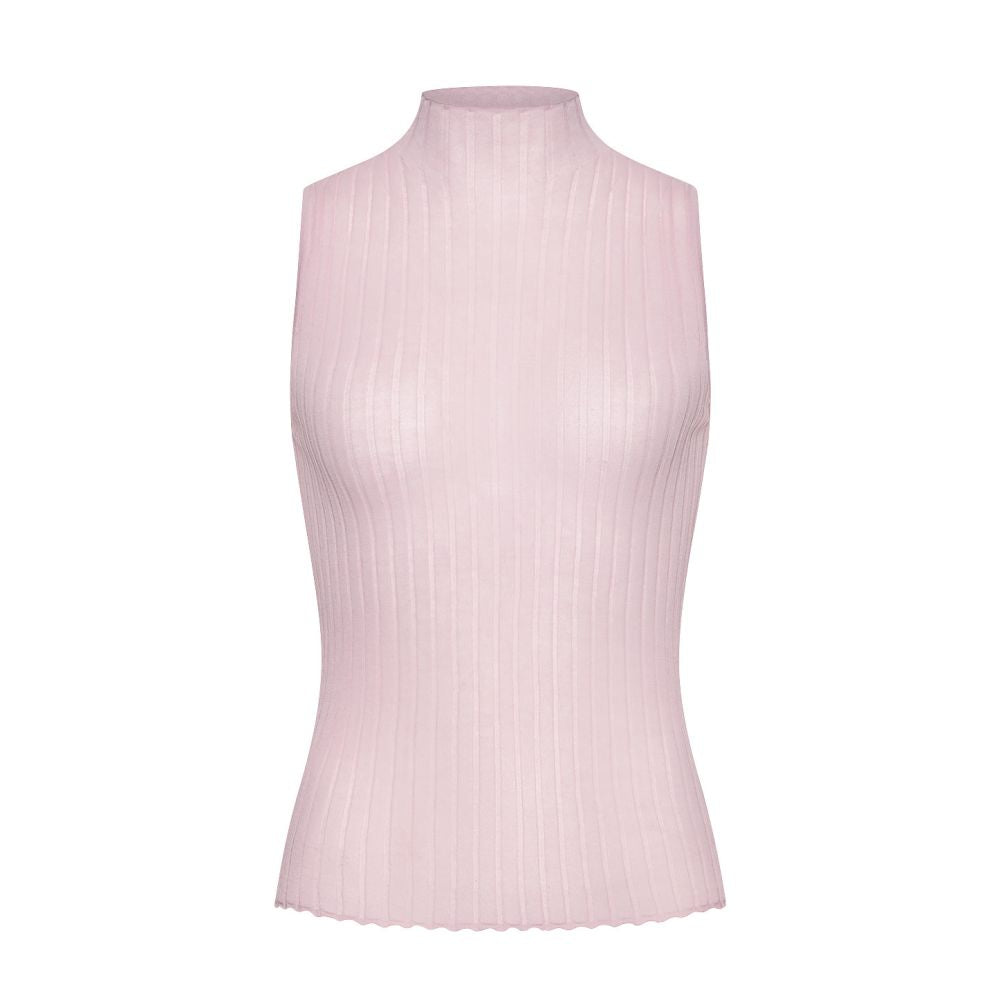 ASAYA7806 – Sheer Ribbed Mock-Neck Top ✨🌹