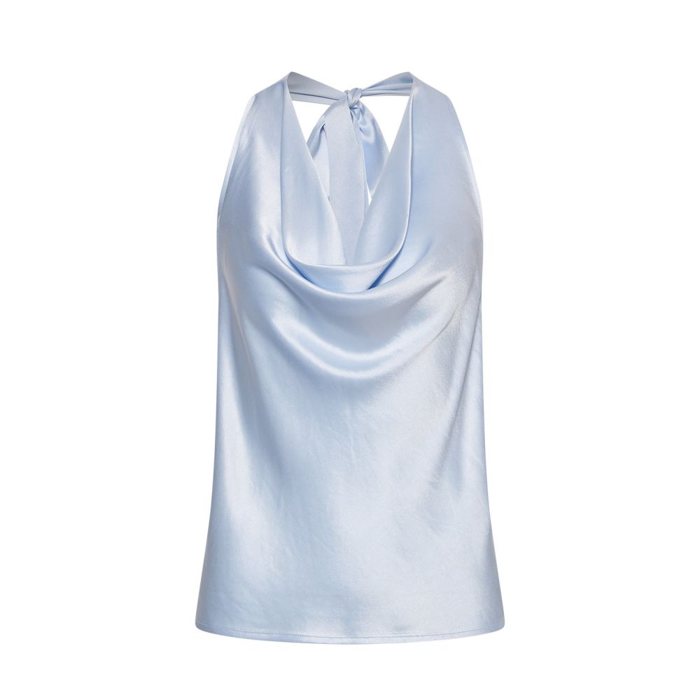 ASAYA7808 – Ice Blue Satin Halter Top 🩵✨