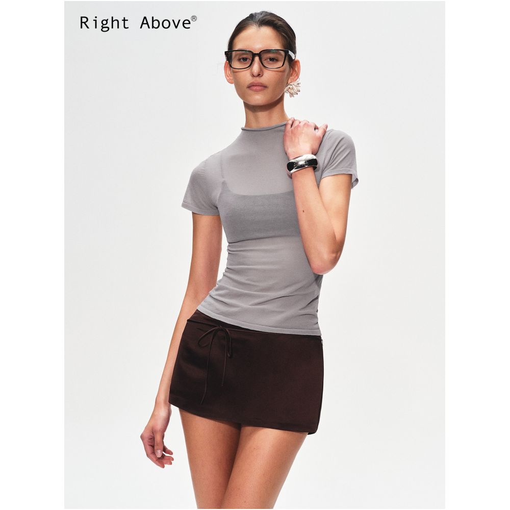 Right Above Second Skin 54 count Ultra fine Acetate Long staple Cotton Natural Curl Hem Knit T shirt image 2