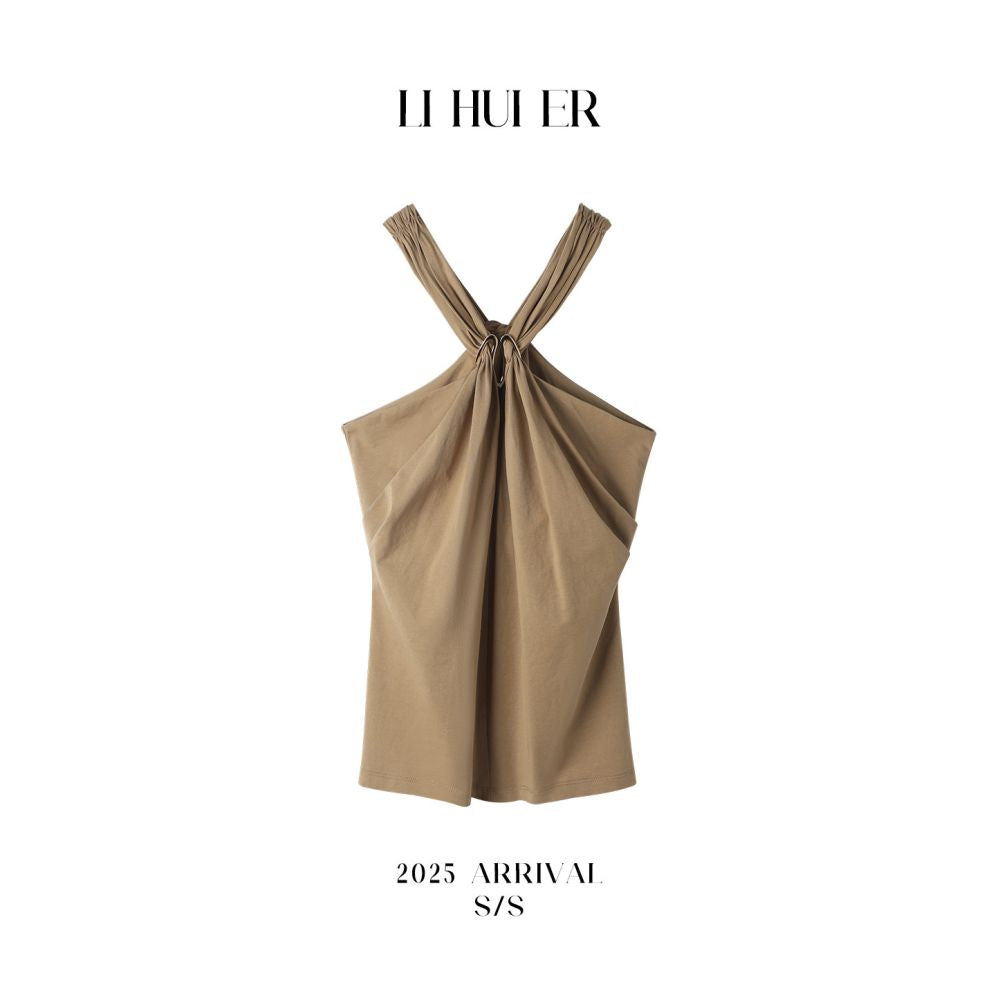 ASAYA7812 – Sculpted Halo Halter Top ✨🤎