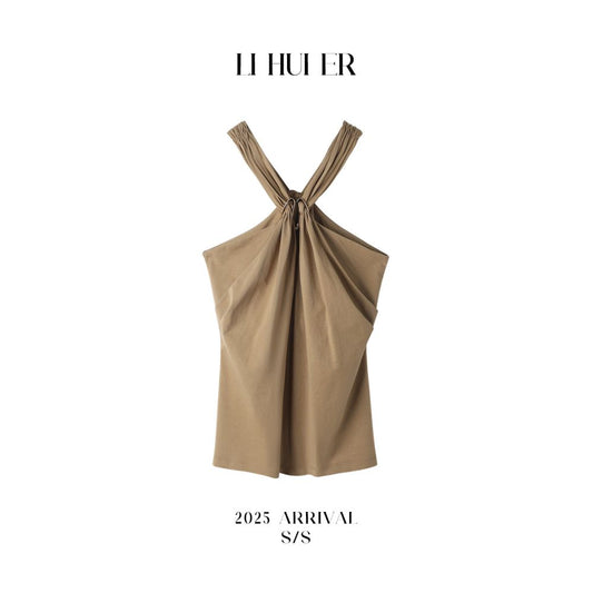 ASAYA7812 – Sculpted Halo Halter Top ✨🤎