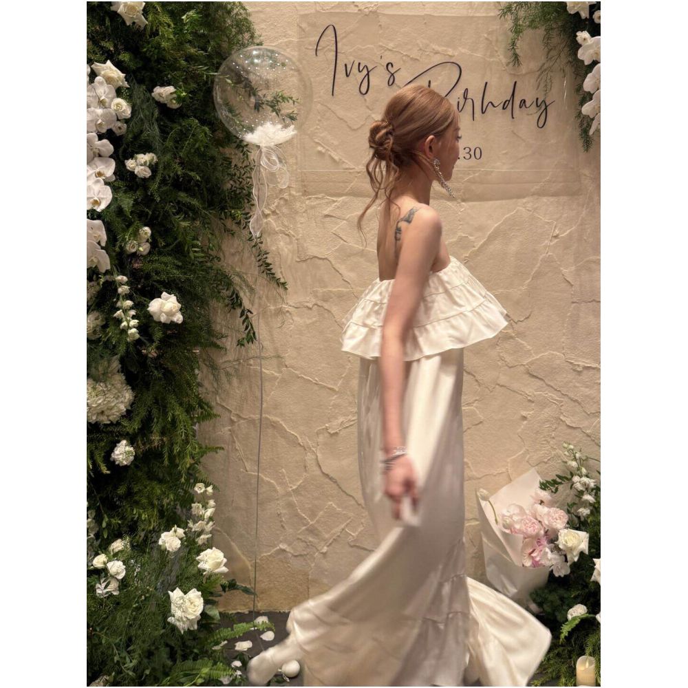 YOMI s sophisticated and elegant ruffled strapless loose fitting dress a new 2025 style is a chic and stylish birthday dress image 1