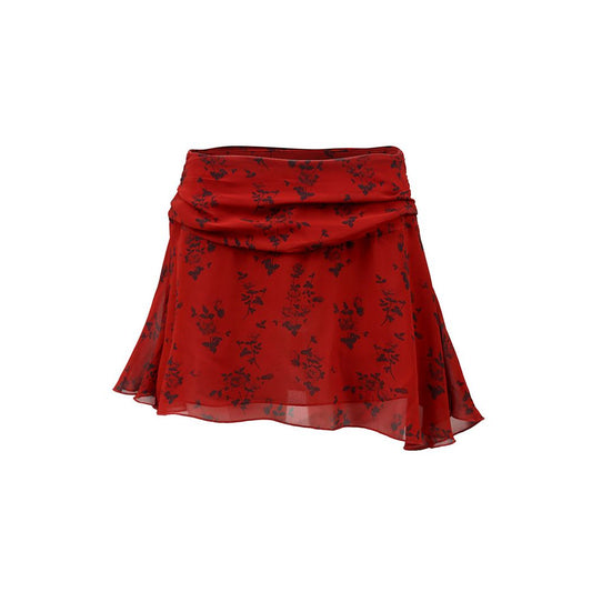ASAYA7826 – Scarlet Bloom Ruffle Mini Skirt 🌹❤️