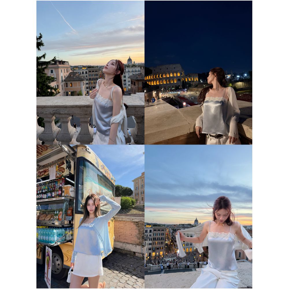 DailyDash Sunshine Island French acetate satin lace camisole top for women versatile slimming and high quality image 3