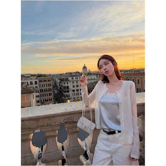 ASAYA7834 – Soft Muse Ruffle Cardigan 🩵🤍