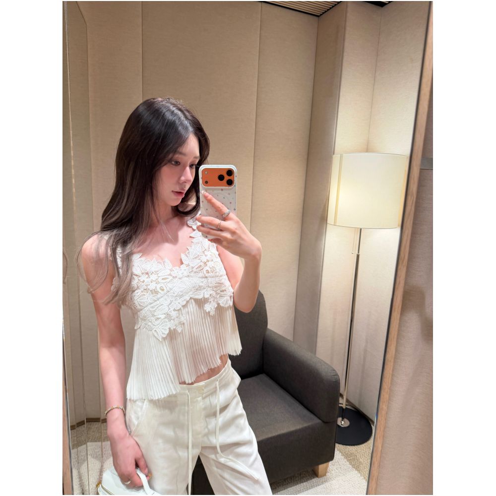 DailyDash Heartbeat Crush 3D Floral Patchwork Pleated V Neck Camisole Top image 3