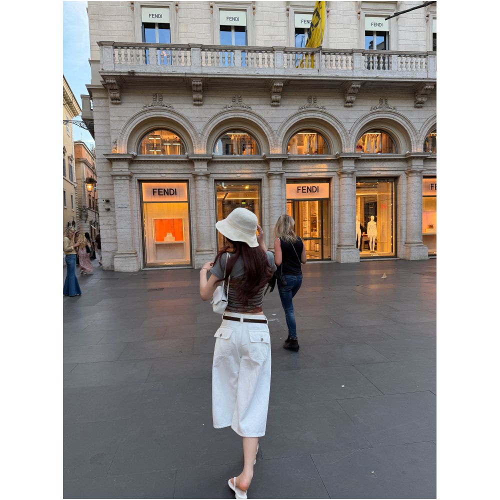 DailyDash Relaxation Rule 24H Comfortable 100 Cotton White High Street Wide Leg Lazy Casual Capri Pants image 4