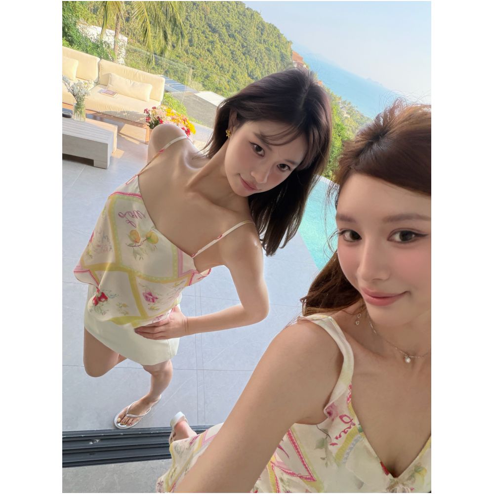 DailyDash Pace Gallery Printed Silk Dress V neck Camisole Style AB image 4