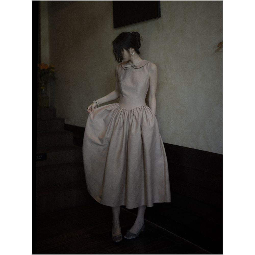 Texture Si Custom Ins Style Peter Pan Collar Age Defying Full Skirt Elegant Heavyweight Tencel Wool Dress image 2