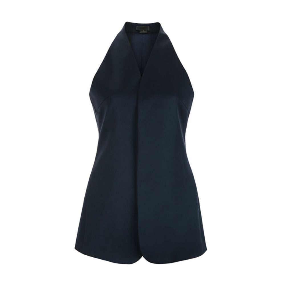 LASTSCENE A rare find in the tens of thousands of yuan range Classic design navy blue long vest a stylish workwear top image 3