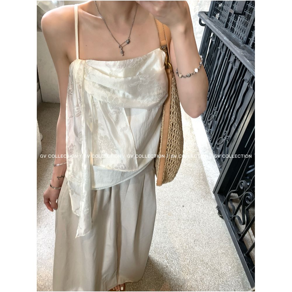 GV Big White Brother s Illusory and Breathable Ribbon Style Irregular Camisole Top A Versatile New Summer Style image 4
