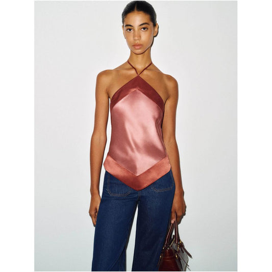ASAYA7865 – Satin Halter Luxe Top ✨🤎