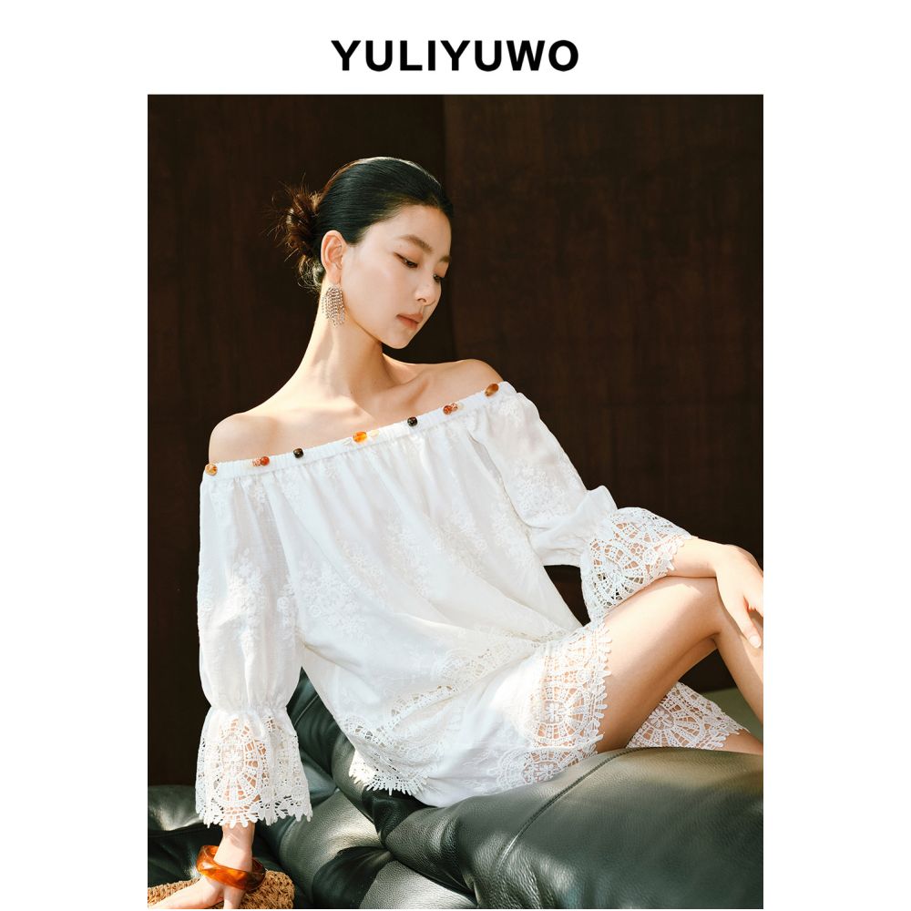 ASAYA7877 – Ivory Lace Off-Shoulder Set 🤍✨