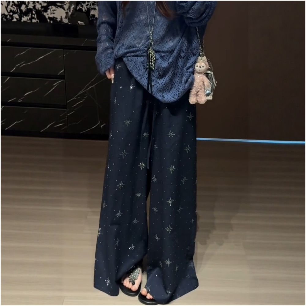 ASAYA7879 – Midnight Stardust Wide-Leg Pants ✨🌙