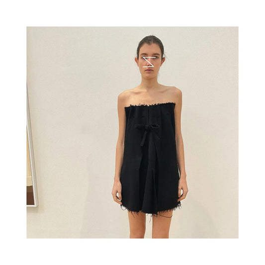 ASAYA7885 – Noir Bow Strapless Mini Dress 🖤🎀