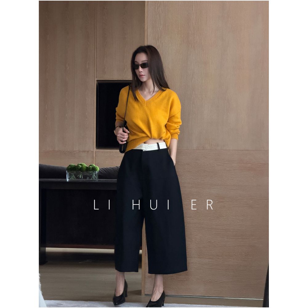 Li Hui Er Wangchuan High Intelligence Minimalist Casual Pants for Women Autumn Design Short Wide Leg Pants image 2
