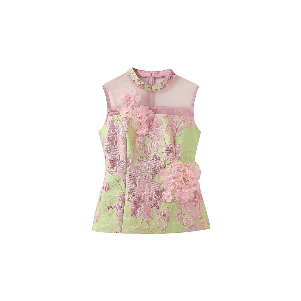 ASAYA7889 – Blushing Peony Jacquard Top 🌸💗