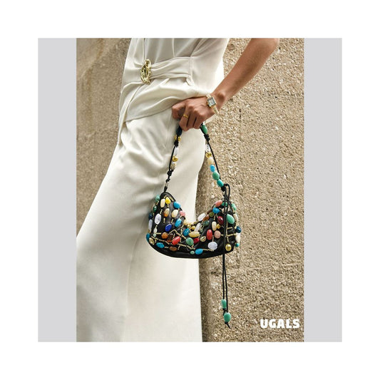 ASAYA7892 – Colorful Gemstone Beaded Shoulder Bag 💎🌈